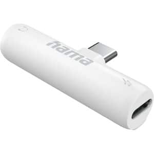 Adaptor audio HAMA 201723, Jack 3.5 mm -  USB-C, alb