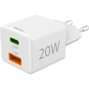 Incarcator retea HAMA 201991, 1xUSB-A, 1x USB-C, Power Delivery (PD), Quick Charge 3.0, 20W, alb