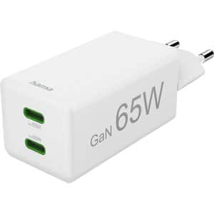 Incarcator retea HAMA 201994, 2x USB-C, Power Delivery (PD), Quick Charge 3.0, GaN, 65W, alb