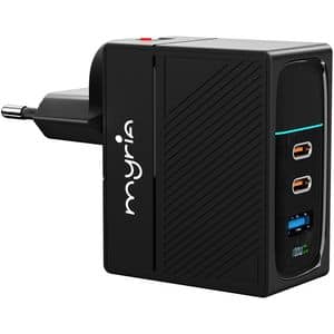 Incarcator retea MYRIA MY9098, 1x USB-A, 2x USB-C, Power Delivery (PD) 100W, negru