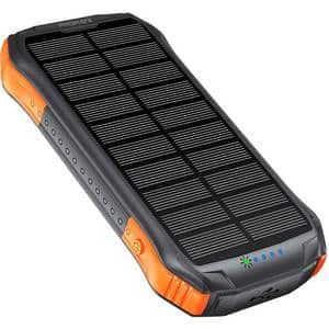 Baterie externa solara PROMATE SolarTank-10PDQi, 10000mAh, 2x USB-A, 1x USB-C, Wireless QI, negru-portocaliu