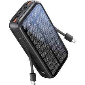 Baterie externa solara PROMATE SolarTank-20PDCi, 20000mAh, 2x USB-A, 2x USB-C Power Delivery (PD) 20W, 1x Lightning, negru