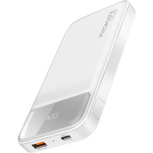 Baterie externa PROMATE Torq-10, 10000mAh, 1x USB-C Power Delivery (PD) 20W, 1x USB-A Quick Charge 3.0 18W, alb