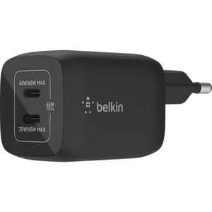 Incarcator retea BELKIN WCH013vfBK, 2xUSB-C 20W/45W, Power Delivery (PD) 65W, GaN, negru