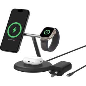 Incarcator wireless 3 in 1 BELKIN WIZ023vfBK, Qi2, 15W, negru
