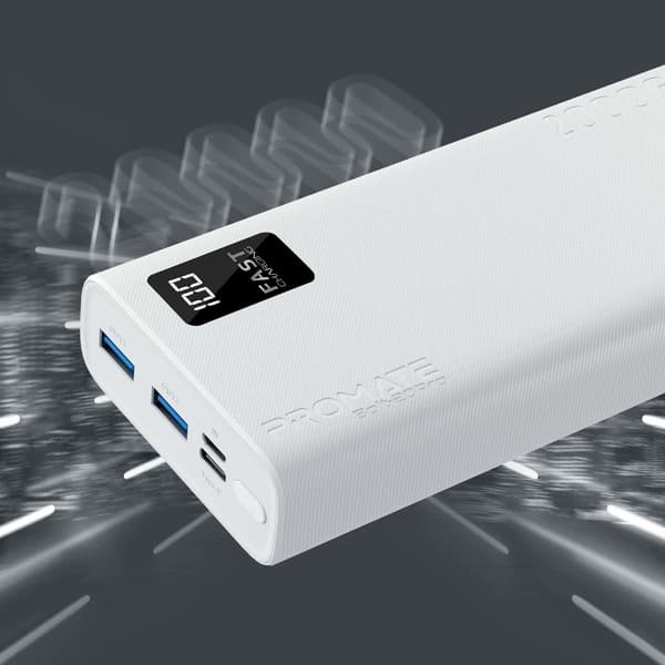 Baterie externa PROMATE Bolt-20Pro, 20000mAh, 2x USB-A, 1x USB-C, alb