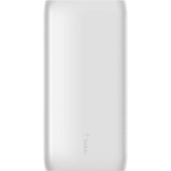 Baterie externa BELKIN BPB002btWT, 20000mAh, 1x USB-C 30W PD, 1x USB-A 12W, Power Delivery (PD), alb