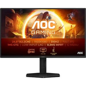 Monitor Gaming WLED Fast IPS AOC 25G4SXU, 24.5", Full HD, 310Hz, NVIDIA G-SYNC Compatible, pivot, negru