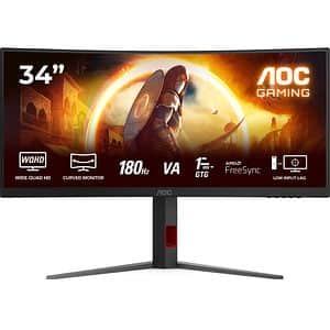 Monitor Gaming Curbat WLED Fast VA AOC CU34G4, 34", WQHD, 180Hz, Adaptive Sync, HDR 10, negru 