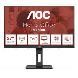 Monitor WLED VA AOC Q27E3UMF, 27", QHD, 75Hz, Adaptive Sync, Flicker-Free, boxe, negru