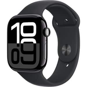 APPLE Watch 10, GPS, 42mm Jet Black Aluminium Case, Black Sport Band - S/M
