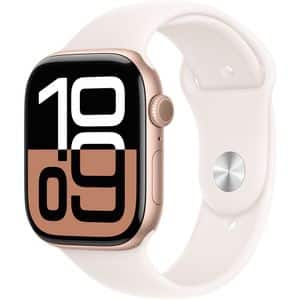APPLE Watch 10, GPS, 46mm Rose Gold Aluminium Case, Light Blush Band - M/L