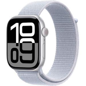 APPLE Watch 10, GPS, 46mm Silver Aluminium Case, Blue Cloud Sport Loop