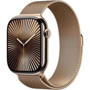 APPLE Watch 10, GPS + Cellular, 46mm Gold Titanium Case, Gold Milanese Loop- S/M