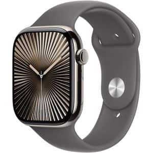 APPLE Watch 10, GPS + Cellular, 46mm, Natural Titan Case, Stone Grey Band - S/M