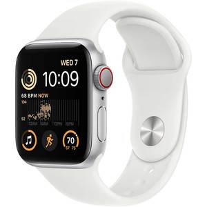 APPLE Watch SE 2 GPS + Cellular, 40mm Silver Aluminium Case, White Sport Band