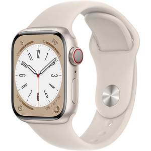 APPLE Watch Series 8, GPS + Cellular, 41mm Starlight Aluminium Case, Starlight Sport Band