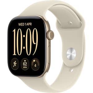 Apple Watch Series 12, GPS + Cellular, 42mm, Light Gold Aluminium Case, Sand Sport Band - M/L