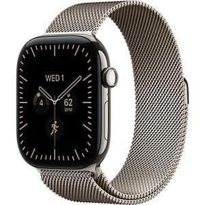 Apple Watch Series 12, GPS + Cellular, 42mm, Natural Titanium Case, Natural Milanese Loop