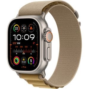 APPLE Watch Ultra 2, GPS + Cellular, 49mm Natural Titanium Case, Tan Alpine Loop - Small