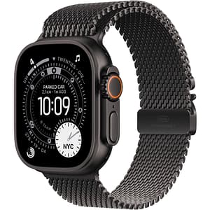 Apple Watch Ultra 3, GPS + Cellular, 49mm, Black Titanium Case, Black Titanium Milanese Loop - Medium
