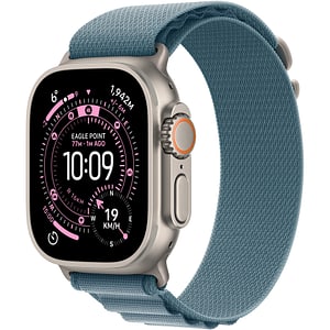 Apple Watch Ultra 3, GPS + Cellular, 49mm, Natural Titanium Case, Light Blue Alpine Loop - Small