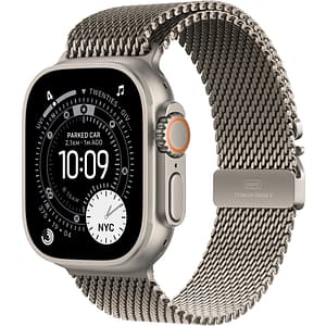 Apple Watch Ultra 3, GPS + Cellular, 49mm, Natural Titanium Case, Natural Titanium Milanese Loop - Small
