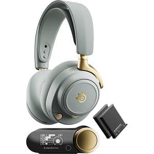 Casti Gaming Wireless STEELSERIES Arctis Nova Elite, surround, multiplatforma, Sage Gold