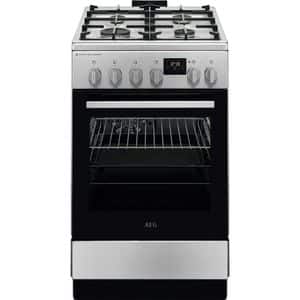 Aragaz AEG CKB56490BM, SteamBake, 4 arzatoare, Gaz + Electric, L 50 cm, Grill, inox