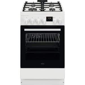 Aragaz AEG CKB56490BW, SteamBake, 4 arzatoare, Gaz + Electric, L 50 cm, Grill, alb