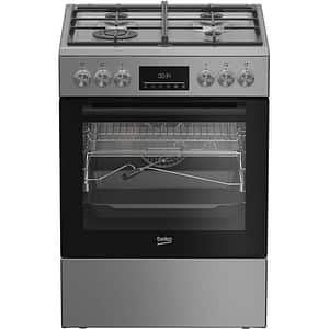 Aragaz BEKO FBMA61330GXDT, 4 arzatoare, Gaz + Electric, L 60 cm, Grill, inox