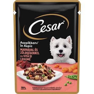 Hrana umeda pentru caini CESAR, Adult, Vita si legume in aspic, 100 g