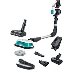 Aspirator vertical 2in1 BOSCH Unlimited 7 ProHygienic Aqua BCS71HYG3, 0.3l, 18V, autonomie max 40 min, alb-negru