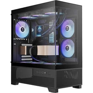 Carcasa PC GAMDIAS Aura GC12, USB Type C, Fara sursa, iluminare ARGB, negru