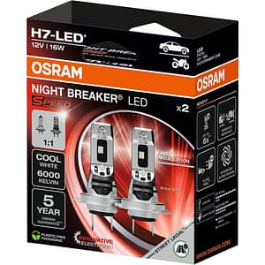 Set becuri auto OSRAM Night Breaker Speed LED, H7, 6000K, 16W, 2 buc, Omologat RAR