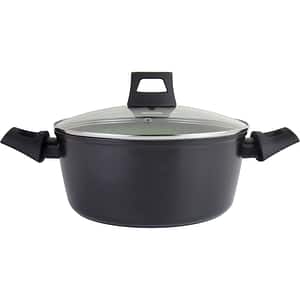 Cratita cu capac AMERCOOK Avocado AC0108405.24, 3.4l, 24 cm, aluminiu forjat, negru-verde