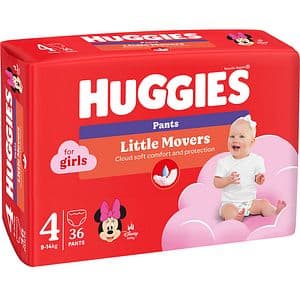 Scutece chilotel HUGGIES Little Movers Jumbo nr 4, Fata, 9-14 kg, 36 buc