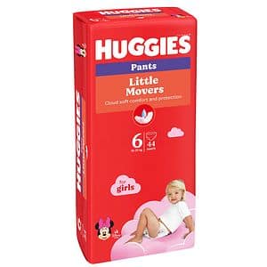 Scutece chilotel HUGGIES Little Movers Mega nr 6, Fata, 15-25 kg, 44 buc