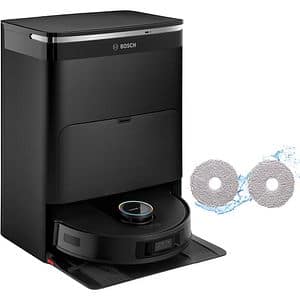 Aspirator robot BOSCH Spotless Max Cam BCRDW3BX, 0.27l, 14.4V, autonomie max 160 min, Wi-Fi, functie mop rotativ, negru