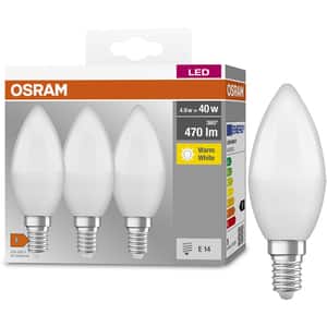 Set 3 becuri LED OSRAM, E14, 4.9W, 470lm, lumina calda