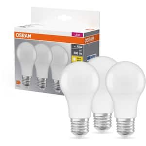 Set 3 becuri LED OSRAM, E27, 8W, 806lm, lumina calda