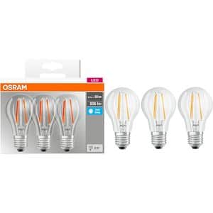 Set 3 becuri LED OSRAM Base Filament A60, E27, 6.5W, 806lm, lumina neutra
