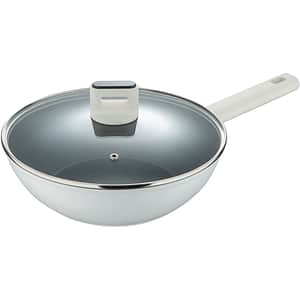 Tigaie wok BERGNER Lines BG-57098-GY, 28cm, aluminiu, alb
