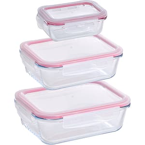 Set caserole BERGNER Walking Anywhere BGKIT-0215, 3 piese, 0.37-1.5l, sticla, transparent