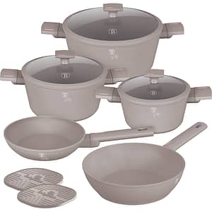Set vase BERLINGER HAUSE Taupe BH/8110N, 10 piese, 20-28cm, 1-6.1l, aluminiu, crem