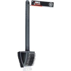 Perie curatare gratar 3in1 BBQ Line, 37 cm, cu racleta, perie sarma otel inoxidabil si perie PP, gri