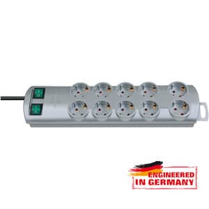 Prelungitor BRENNENSTUHL 149912, 10 prize, 2m, intrerupator, argintiu