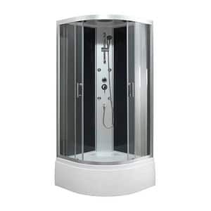 Cabina dus cu hidromasaj GoodHome Onega, semirotunda, 90 x 90 x 215 cm, sticla securizata, profil argintiu