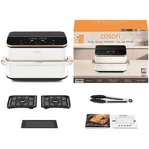 Friteuza cu aer cald dubla COSORI CAF-TF101S-WEUR-277A, 10l, 2800W, alb-auriu