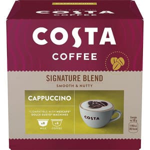 Capsule cafea COSTA COFFEE Signature Blend Cappuccino, compatibile Dolce Gusto, 16 capsule, 152g